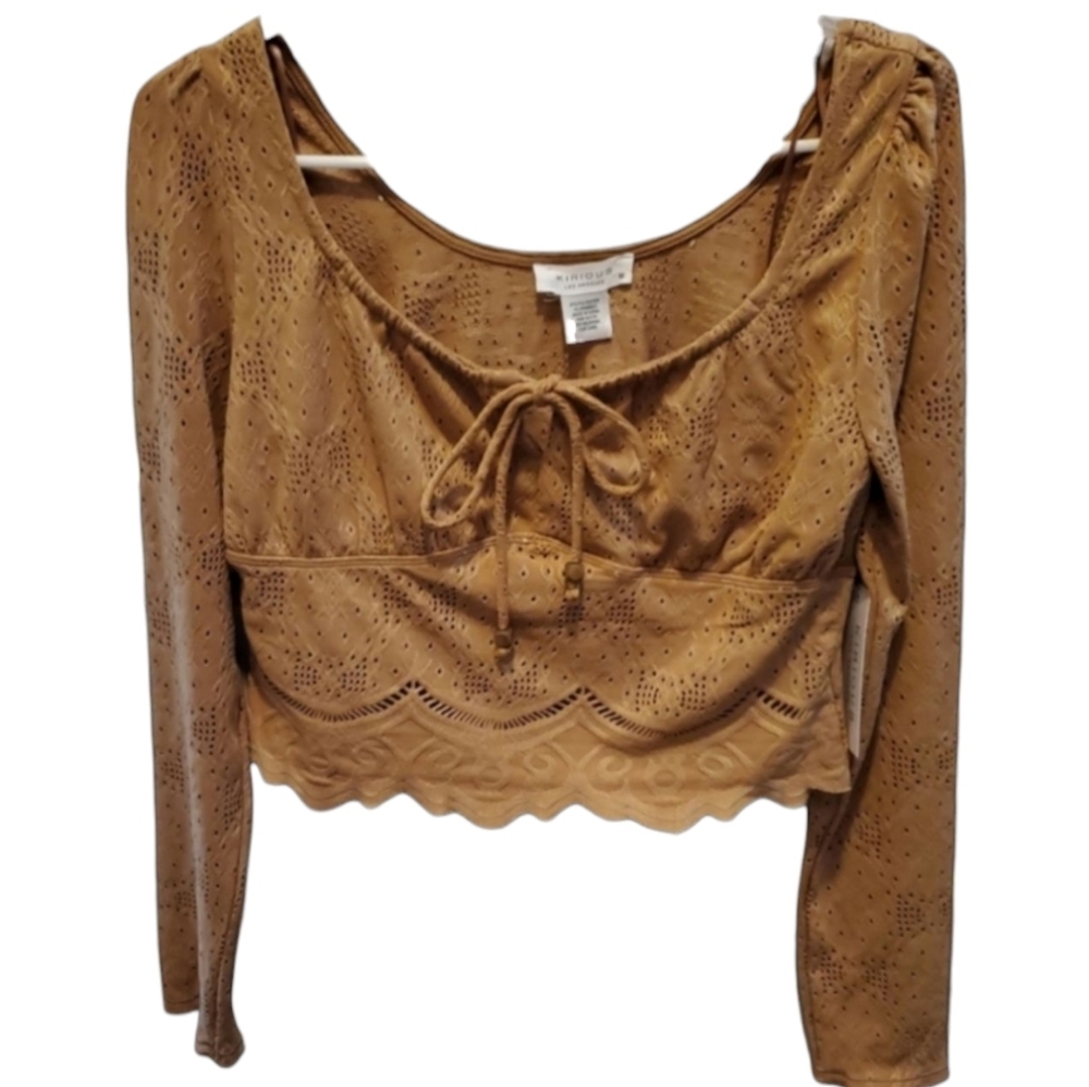 NWT KIRIOUS EYE LIT TAN MEDIUM CROP TOP SZ M - Picture 7 of 7